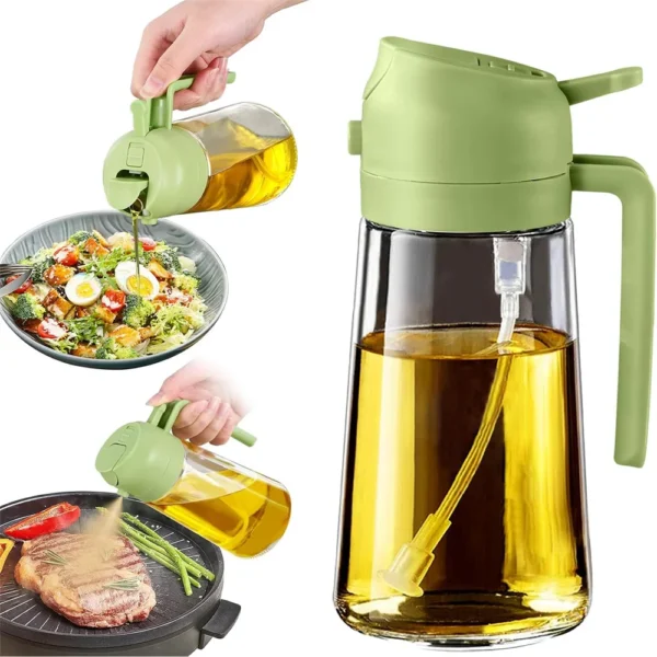 16oz/470ML Glass Oil Dispenser with Automatic Flip Lid  2in1 Kitchen Bottle,Cooking Sprayer,Leak-Proof Design,Oil Spray Bottle - Image 7