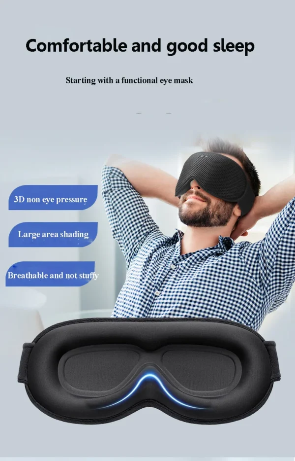 3D Wireless Sleeping Headphones FLYing Sleep Blindfold Soft Washable Bluetooth5.4 Music Headset Eyemask Handsfree Call Earphones Adjustable - Image 11