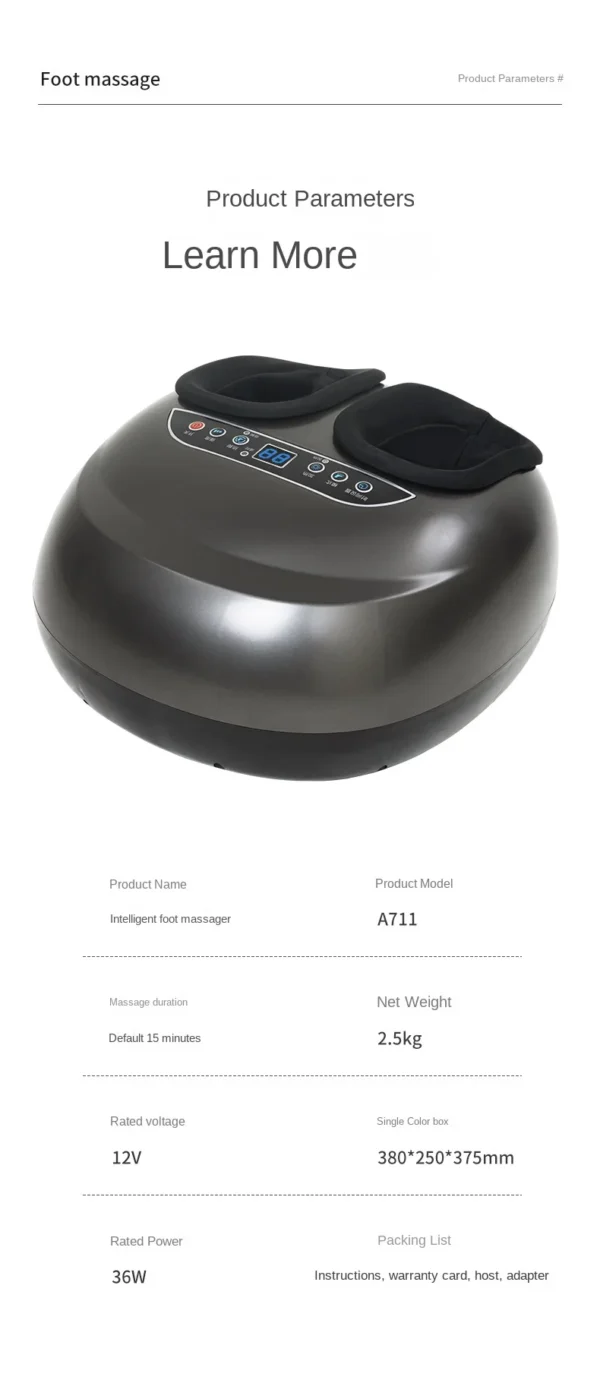 Foot Massager Heating Therapy Hot Compression Shiatsu Knead Roller Muscle Relaxation Pain Relief Electric Foot Massage Machine - Image 20