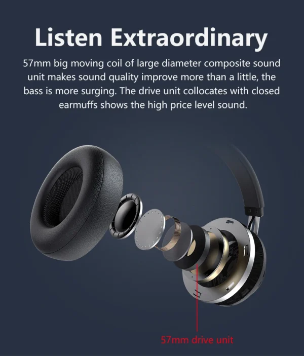 #Bluedio BT5 wireless headphone bluetooth headset wired over ear sport headset 57mm drive 15-20h playing time mic for phone call - Image 11