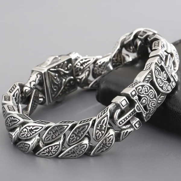 Bracelet for Men Solid Stainless Steel Curb Link Chain Ancient Egyptian Style Wristband Jewerly Gifts Patterned Bracelets