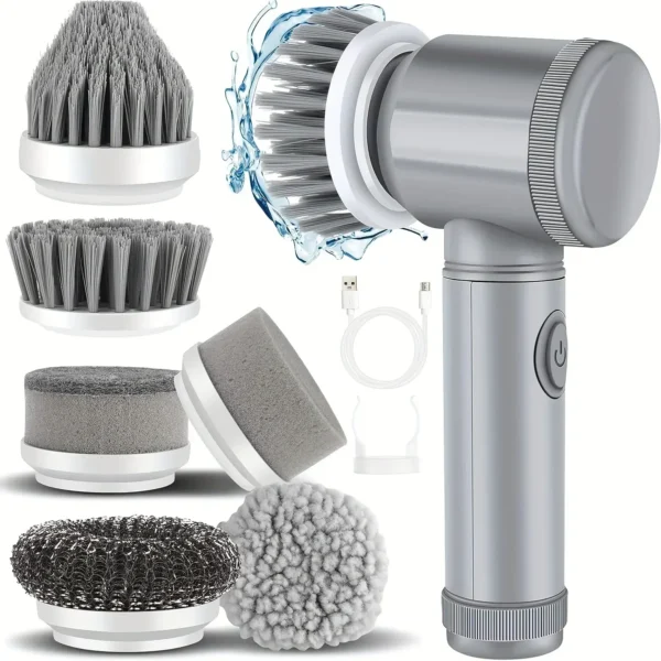 Electric Spin Scrubber Cordless Spin Scrubber with 6 Replaceable Brush Heads  Electric Cleaning Brush Cleaning Tools - Image 7