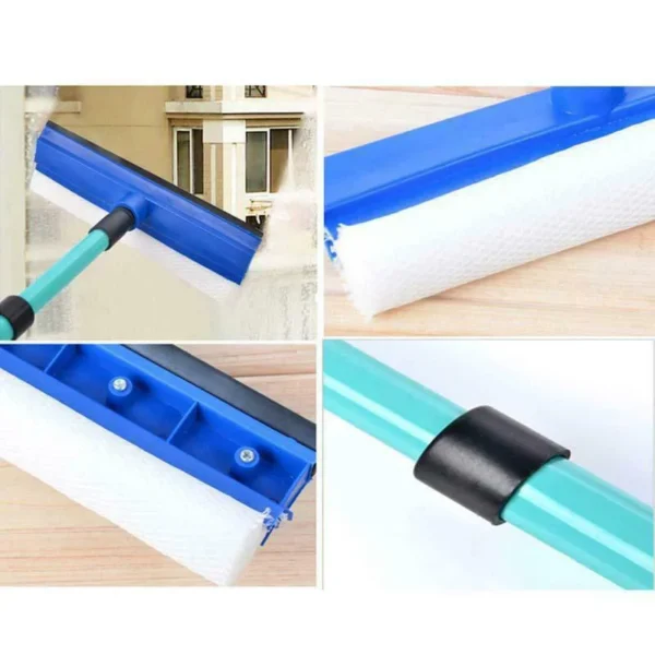 2 In 1 Telescopic Window Glass Cleaner Wiper Long Handle Sponge Brush Window Mop Squeegee Wiper Dual-purpose Glass Eraser - Image 9