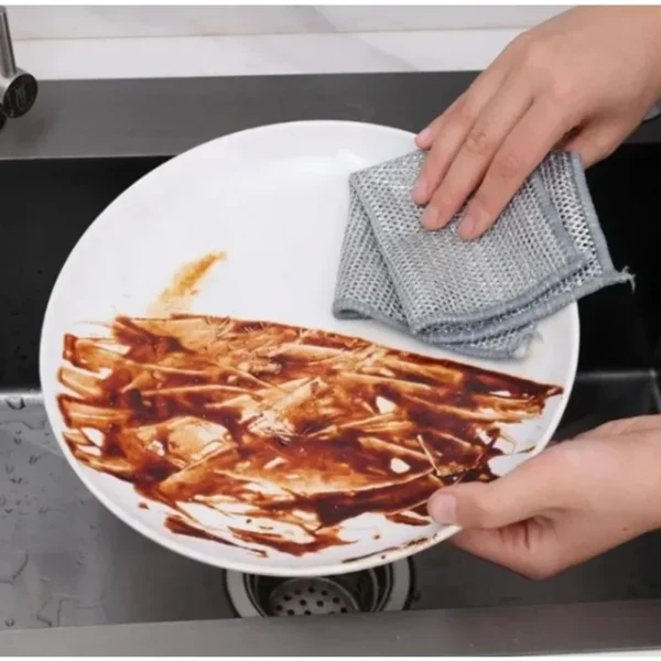Kitchen Cleaning Cloth Steel Wire Dishwashing Cloth Non-stick Clean Towel Washing Rags Household Rust Removal Cleaning Cloths - Image 4