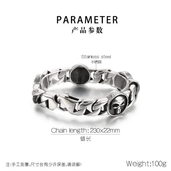 23cm Skeleton Bracelets For Men Stainless SteelBracelet Silver Color Gothic Curb Bangle Jewelry - Image 9