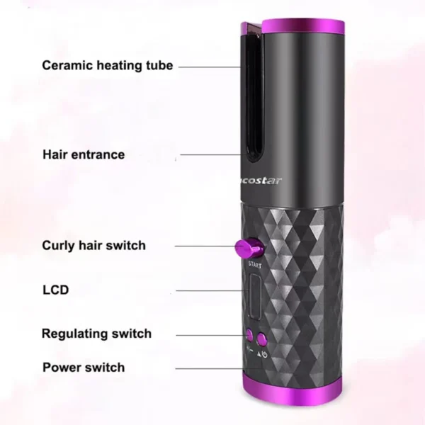Wireless Electric 6 Timing 6 Temp. LED Cordless Automatic Hair Curler for Curls or Waves - Image 13