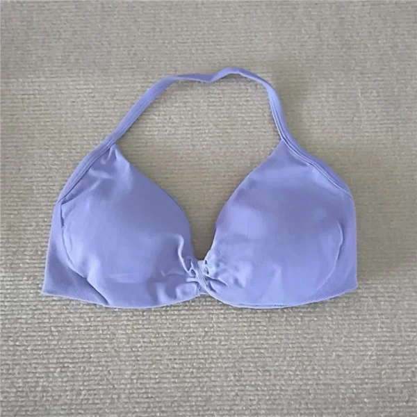 Strappy Bra Gym Top Women High Support Thin Strap Halter Sports Seamless Bras Scrunch Workout Yoga Tank Bra - Image 17