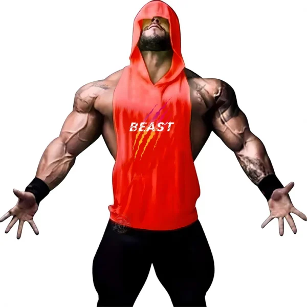 Summer Adult Clothing Men's Sports Fitness Hooded Vest T-shirt Tops Men's casual Breathable Summer Gym men's clothing tops - Image 9