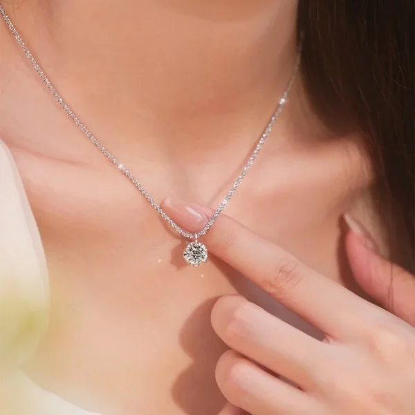 TEN CARATS S925 Sterling Silver VVS1 Moissanite Classic Women's Necklace Birthday Party Gift GRA Certified Jewelry Free shipping - Image 2
