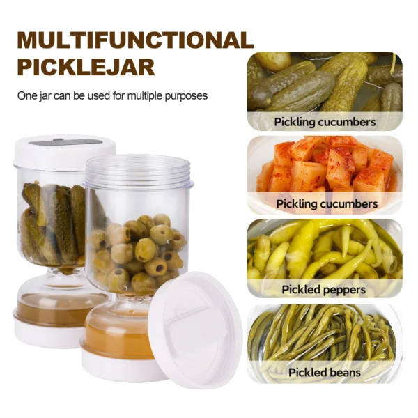 1 Container Hourglass Jar with Strainer Flip Olive And Pickle Container for Airtight Food Storage - Image 4