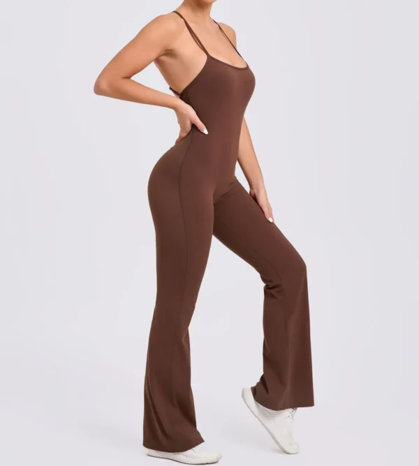 Wholesale Fitness Overalls Flared Sports Jumpsuit Women Sportswear 2024 Tracksuit Sport Outfit for Woman Gym Set Blue Red 44081 - Image 31