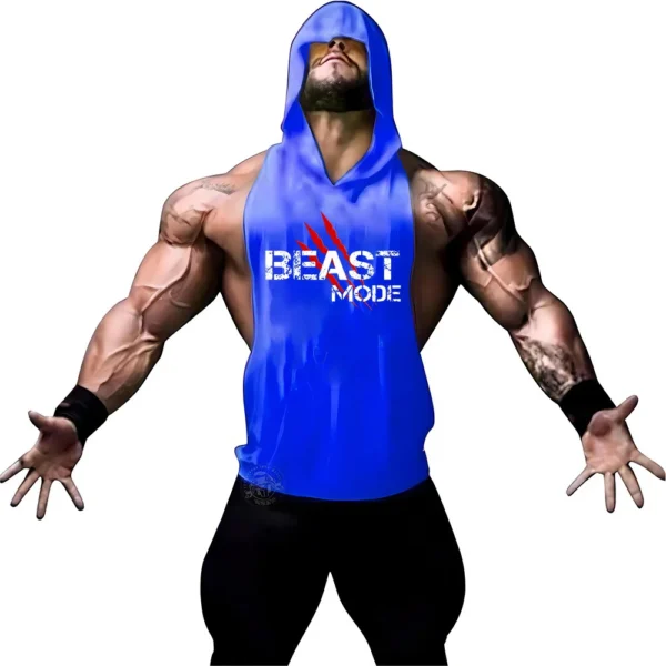 Summer Adult Clothing Men's Sports Fitness Hooded Vest T-shirt Tops Men's casual Breathable Summer Gym men's clothing tops - Image 29