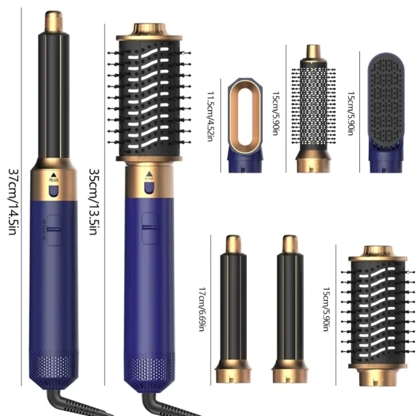 6 in 1 Hair Dryer Comb Brush Multifunctional Styling Set Curling Roller Straightener Hot Air Blow Styler Kit - Image 5