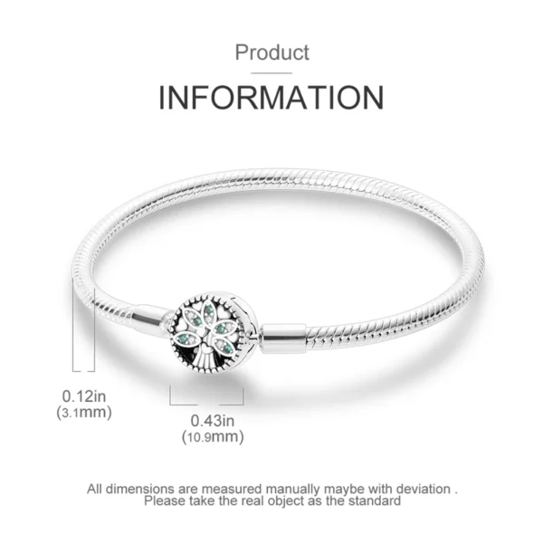 Pandora 100% S925 Sterling Silver Tree of Life Snake Bone Foundation Chain Bracelet For Silver Jewelry Women Bracelet Making - Image 4