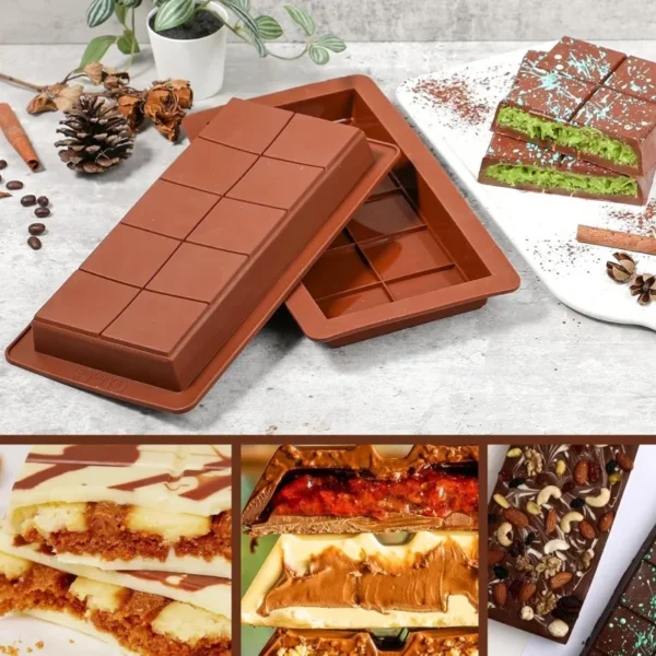 Chocolate Bar Molds Silicone Bars Break Apart Wax Melt Mould Easy Release Rectangle Durable for Protein and Energy Handmade Gift - Image 11