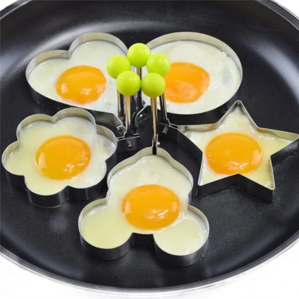 5pcs Egg Mold Ring Stainless Steel Round/Heart/Flower/Five-Pointed Star and Mickey Mouse Shaped Egg Mold Ring Kitchen Utensil - Image 9