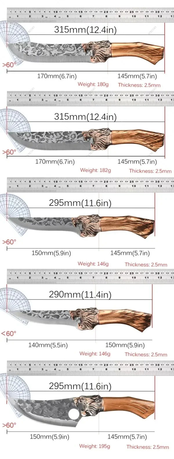 WXCOO Forged Kitchen Chef Knife Set Stainless Steel Meat Fish Fruit Vegetables Slicing Knife Butcher Boning Cleaver Knives - Image 3