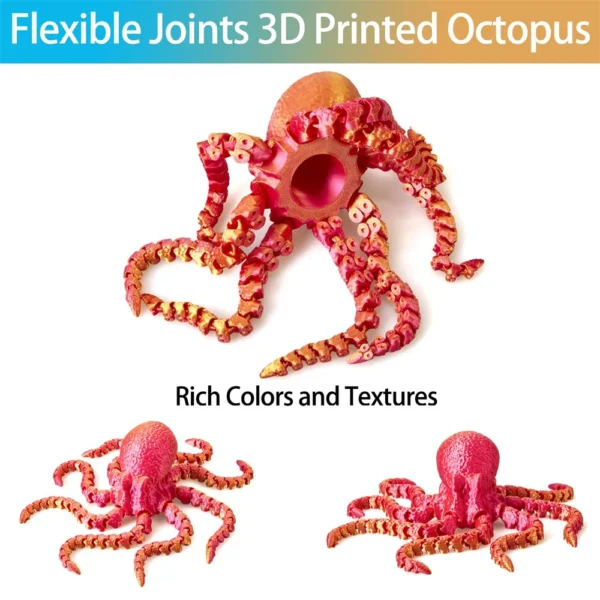 27CM 3D Printed Octopus Figurine with Flexible Joints For Home Office Desk Decor, Ocean Animal Table Ornament Ideal Gift Toy - Image 4