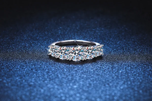 18k Plated 3.6CT All Moissanite Rings for Women 5 Stones Sparkling Diamond Wedding Band S925 Sterling Silver Jewelry GRA - Image 12