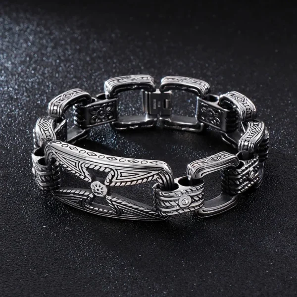 Fongten Vintage Pattern Hollow Design Stainless Steel Bracelet For Men Quality Romanticism Lightness Fashion Jewelry Gifts - Image 3