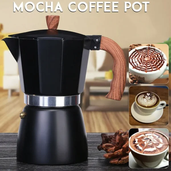 150ml 300ml Vintage Wooden Handle Espresso Maker Moka Pot Classic Italian Cafe Tools Kitchen Cafe Accessories - Image 4