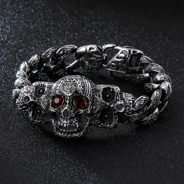 Gothic Skull Cross Stainless Steel Skeleton Male Bracelets Bangle Jewelry - Image 3