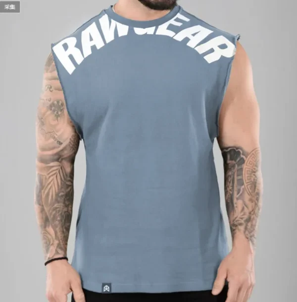 Tank Tops Male Sweat Sleeveless Shirt Muscle Sports Gym Fitness Workout O-Neck Vest Casual Clothing - Image 9