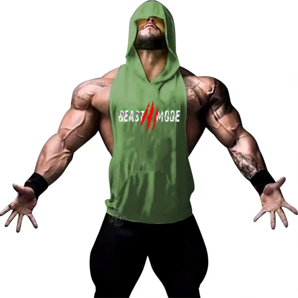 Summer Adult Clothing Men's Sports Fitness Hooded Vest T-shirt Tops Men's casual Breathable Summer Gym men's clothing tops - Image 13