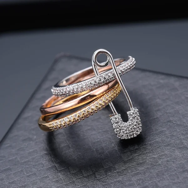 Fashion Pin Connection Three Layers Designer Fashion Ring for Women Valentine's Day Gift Jewelry R7393 - Image 8