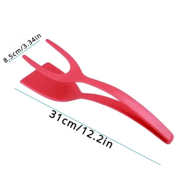 Kitchen Tong 2 in 1 Nylon Grip Flip Tongs Egg Spatula Spatul Steak Spatula Tongs Clamp Pancake Fried Turners Kitchen Accessories - Image 2