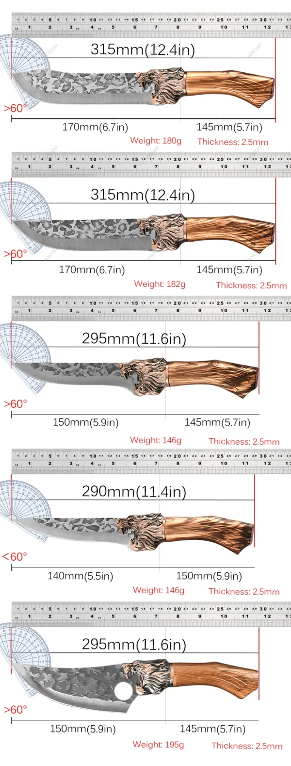 WXCOO Forged Kitchen Chef Knife Set Stainless Steel Meat Fish Fruit Vegetables Slicing Knife Butcher Boning Cleaver Knives - Image 22