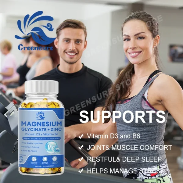 Magnesium Glycinate D3 B6 Capsules for Relax Sleep Nerve Muscle and Heart Health Supplement - Image 6