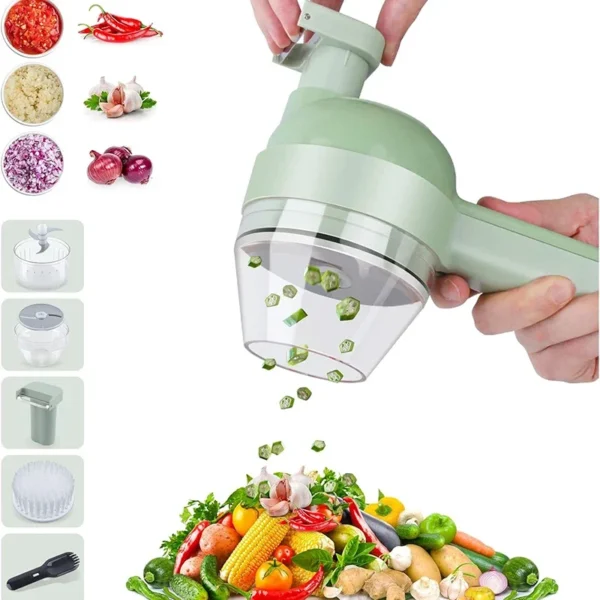 5 - in - 1 Rechargeable Wireless Electric Vegetable Cutter Set - Ideal for Pepper, Garlic & Meat! - Image 3