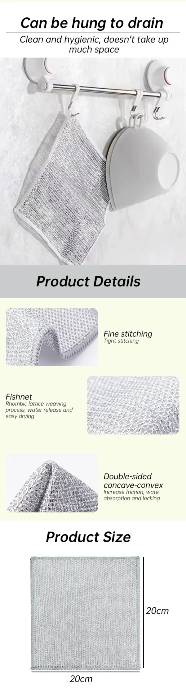 Kitchen Cleaning Cloth Steel Wire Dishwashing Cloth Non-stick Clean Towel Washing Rags Household Rust Removal Cleaning Cloths - Image 10