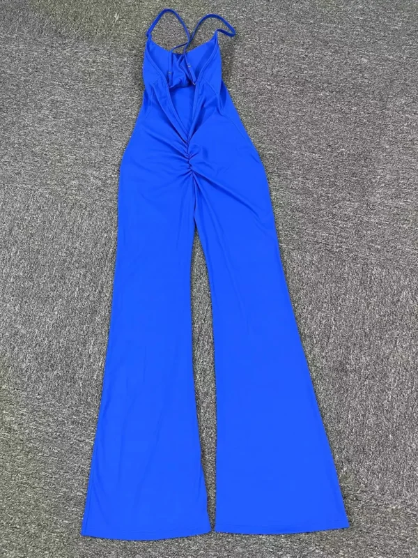 Wholesale Fitness Overalls Flared Sports Jumpsuit Women Sportswear 2024 Tracksuit Sport Outfit for Woman Gym Set Blue Red 44081 - Image 15
