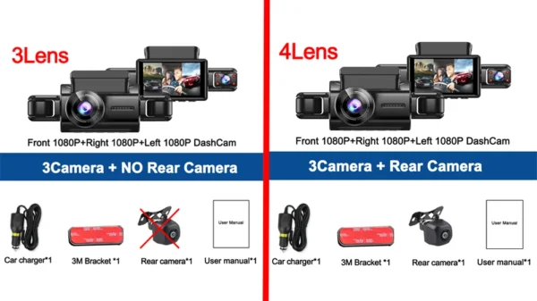 360° Car Dash Cam 4 Channels Video Recorder 1080P Car DVR 24H Parking Monitor Front Right With Rear View Night Vision Black Box - Image 10