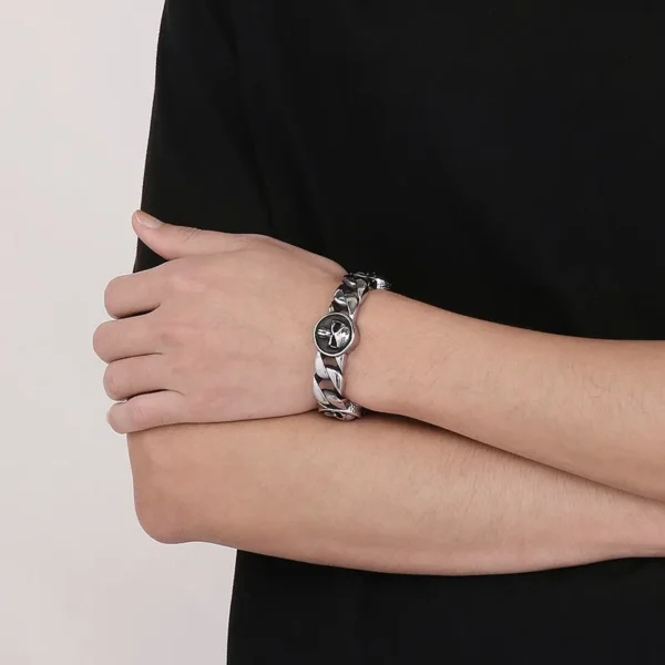 23cm Skeleton Bracelets For Men Stainless SteelBracelet Silver Color Gothic Curb Bangle Jewelry - Image 8