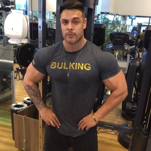 Men's Fashion Print Sports Casual Short Sleeve T-shirt Man Gym Running Training Elastic Bodybuilding Tops Workout Tights - Image 2