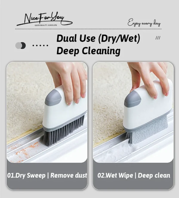 MultiFunc Window Track Brush 4 Layer Scrubber Wet&Dry Deep Clean Gaps QuickSwap AllIn1 Storage MultiSurface Cleaning Tool - Image 13