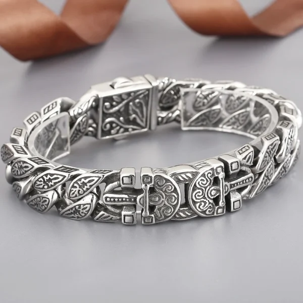 Bracelet for Men Solid Stainless Steel Curb Link Chain Ancient Egyptian Style Wristband Jewerly Gifts Patterned Bracelets - Image 13