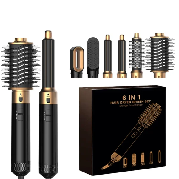 6 in 1 Hair Dryer Comb Brush Multifunctional Styling Set Curling Roller Straightener Hot Air Blow Styler Kit - Image 11