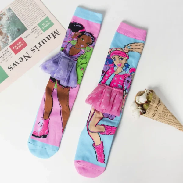 New Cartoon Fashion LOL surprise Baby Princess Over Knee High Socks Girls Hand Sew Cartoon Dogs Rabbit Long Socks Kids Stockings - Image 7