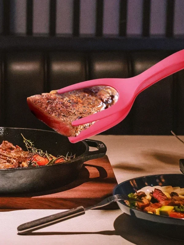Kitchen Tong 2 in 1 Nylon Grip Flip Tongs Egg Spatula Spatul Steak Spatula Tongs Clamp Pancake Fried Turners Kitchen Accessories - Image 18