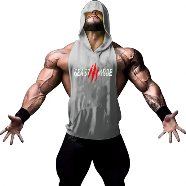 Summer Adult Clothing Men's Sports Fitness Hooded Vest T-shirt Tops Men's casual Breathable Summer Gym men's clothing tops - Image 19