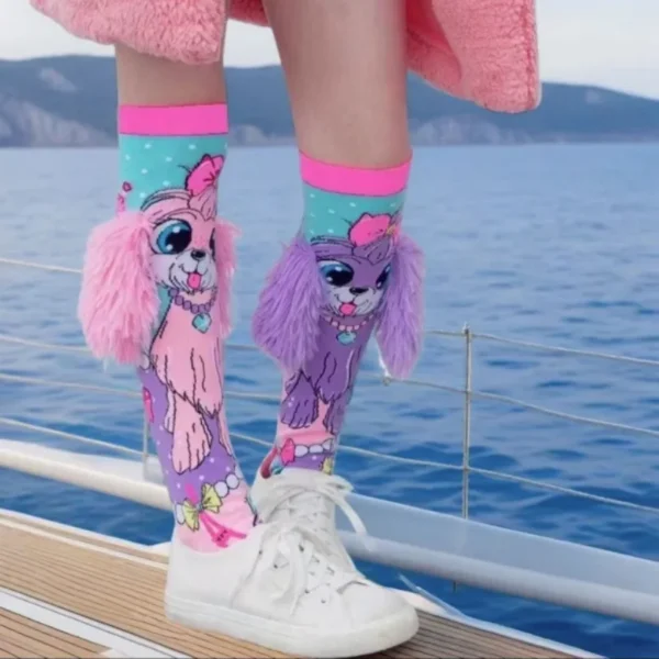 New Cartoon Fashion LOL surprise Baby Princess Over Knee High Socks Girls Hand Sew Cartoon Dogs Rabbit Long Socks Kids Stockings - Image 4