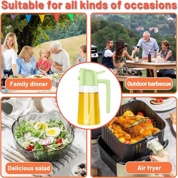 16oz/470ML Glass Oil Dispenser with Automatic Flip Lid  2in1 Kitchen Bottle,Cooking Sprayer,Leak-Proof Design,Oil Spray Bottle - Image 6