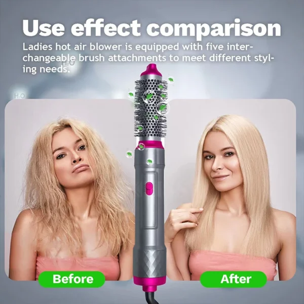 Hair Dryer 5-In-1 Electric Hair Comb Negative Ion Straight Curler Brush Blow Dryer Air Comb Removable Brush Kit Tool - Image 24