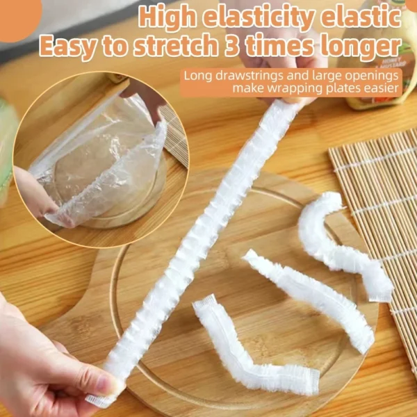 Large Disposable Food Cover Bags Big Food Cover Plastic Bags Elastic Saran Wrap Fruit Cover Shower Headgear Kitchen Fresh Saver - Image 10