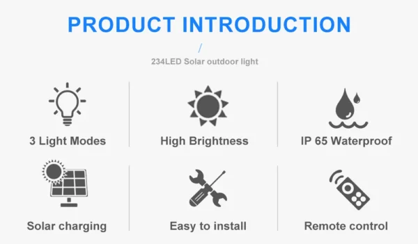 Solar Lights 234LED Solar Security Lights Outdoor Garden Motion Sensor 3 Modes Waterproof Split Solar Flood Wall Lights Garage - Image 10
