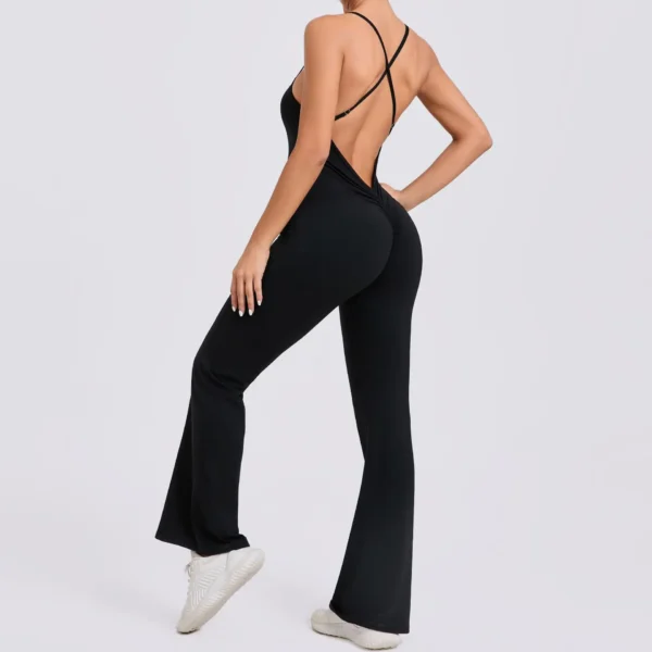 Wholesale Fitness Overalls Flared Sports Jumpsuit Women Sportswear 2024 Tracksuit Sport Outfit for Woman Gym Set Blue Red 44081 - Image 22